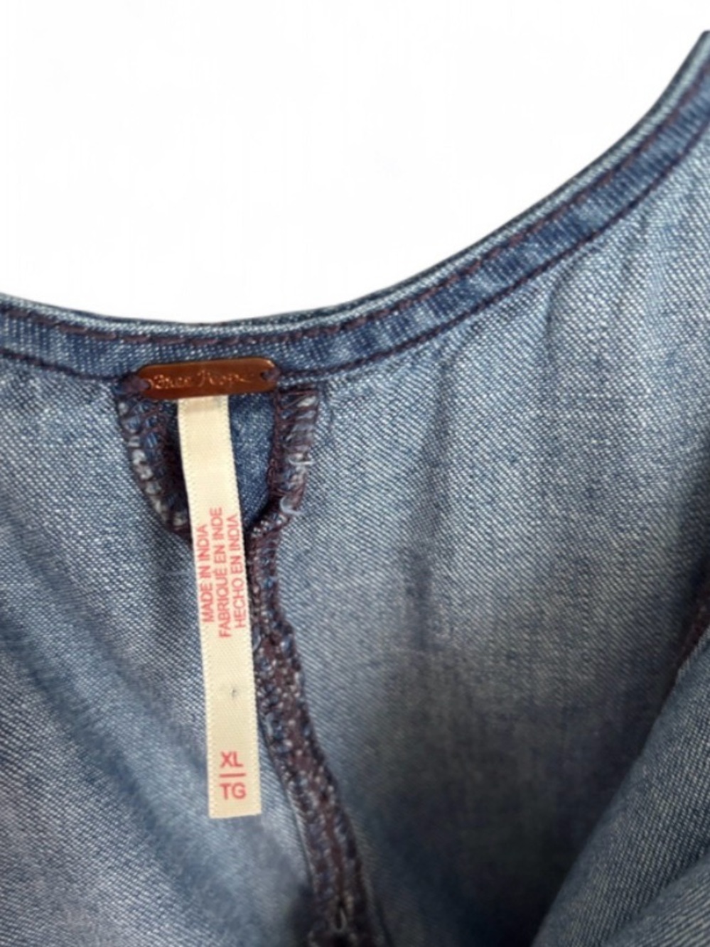 Free People Soraya Denim Midi Dress Jean Dress Size XL - Picture 8 of 8